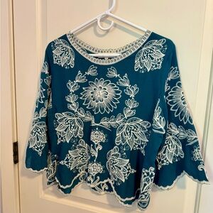 Teal Embroidered Blouse